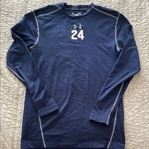 Under Armour Men's Blue Long Sleeve Tee with Number